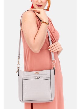Jones New York Women Hard Logo Shoulder Bag 31 L x 27 H x 10 W cm, Grey  - Image 2