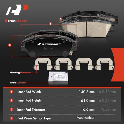 A-Premium Front Ceramic Disc Brake Pads Set Compatible with Hyundai Elantra 2017-2020, Tucson 2016-2021 & Kia Sportage 2017-2022, 4 Pcs - Image 5