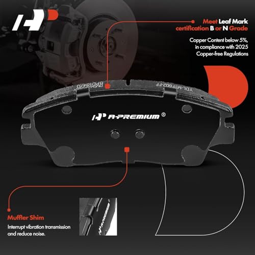 A-Premium Front Ceramic Disc Brake Pads Set Compatible with Hyundai Elantra 2017-2020, Tucson 2016-2021 & Kia Sportage 2017-2022, 4 Pcs - Image 2