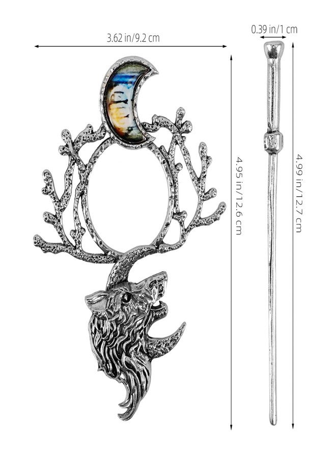 minkissy Viking Wolf Moon Hair Clips: Vintage Celti-c Knot Shawl Hairpins Retro Silver Alloy Viking Hair Barrette Hair Sticks for Women Girls Birthday Jewelry Accessories - Image 4