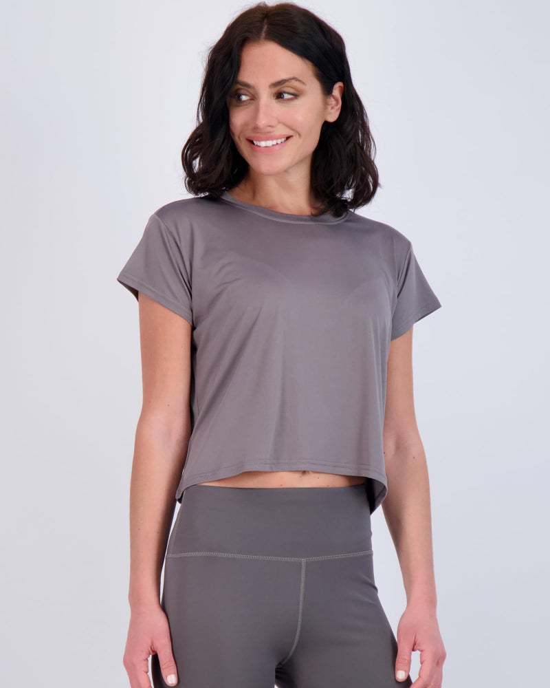 REALESSENTIALS Real Essentials 5 Pack: Women's Dry Fit Crop Top - Short Sleeve Crew Neck Stretch Athletic Tee (Available in Plus Size) - Set 1, XXL - Image 2