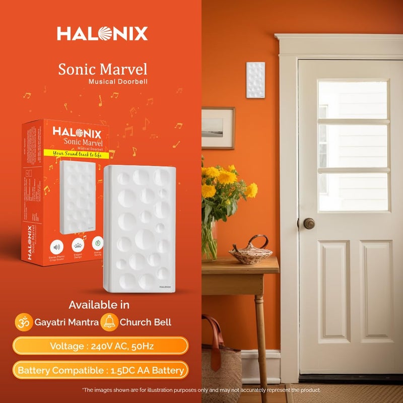 Halonix Sonic Marvel Church Bell for Door | Musical Bell for Home | Ding Dong Bell for Home | Door Bell | Battery Door Bell | Pack 1 - Image 3