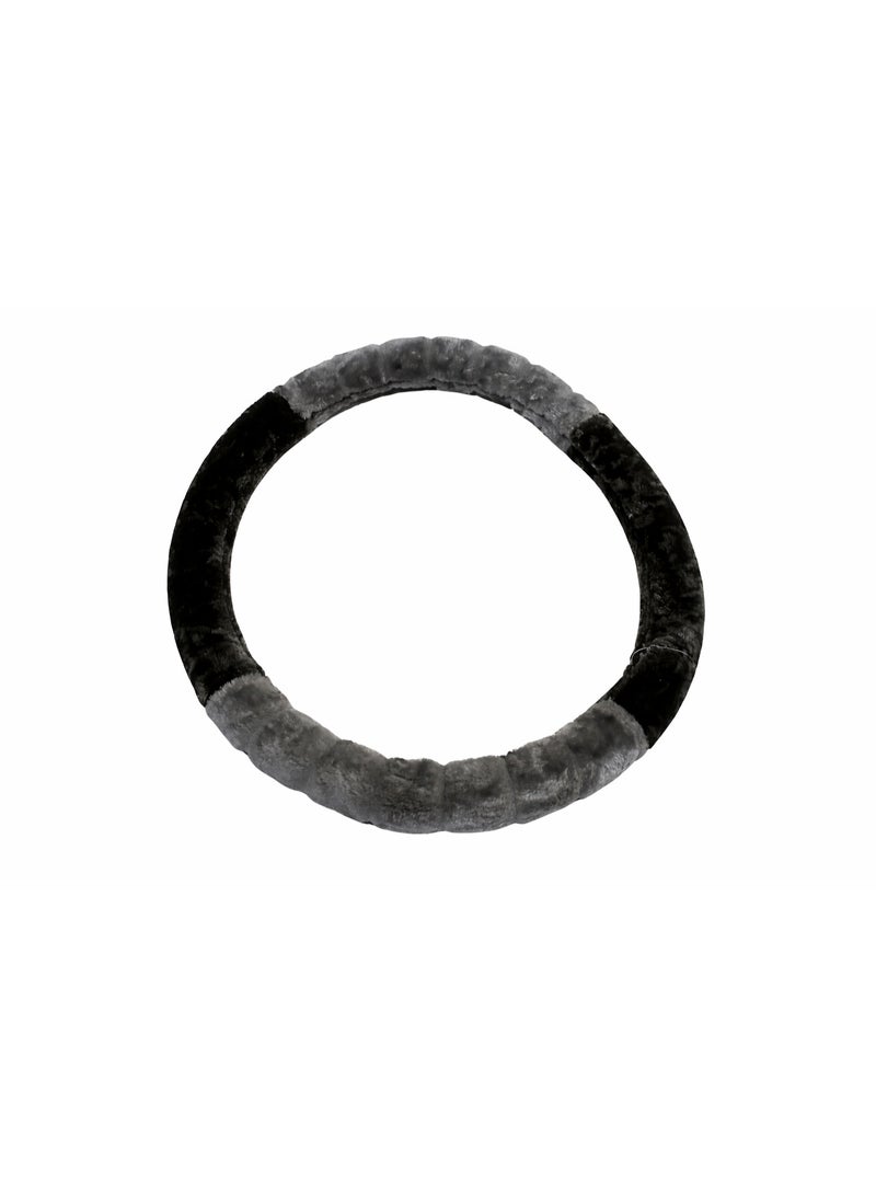 Winter fur steering wheel cover – black x gray
