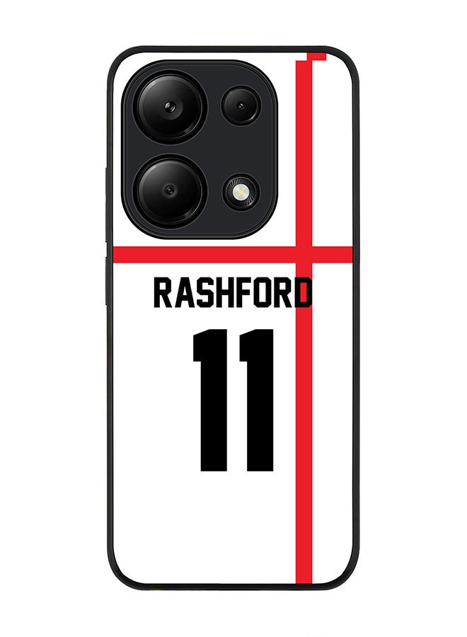 Stylizedd Rugged Black Edge Case for Xiaomi Redmi Note 13 Pro 4G / Xiaomi Poco M6 Pro 4G Case Cover- Football Team - England, Player Name - Rashford - Image 1