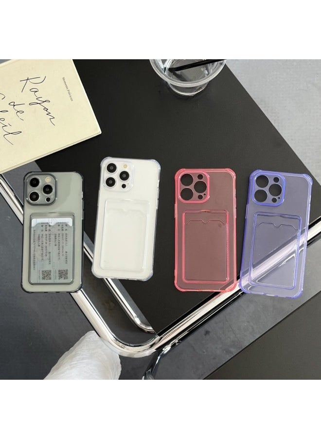 Generic - Transparent Card Holder For IPhone15Pro Max Apple 14 Mobile Phone Case 13/12 Can Hold Card 11 Soft Xs-Color:xym Card Package Transparent Purple-Applicable Model:14plus (without Packaging) - Image 1