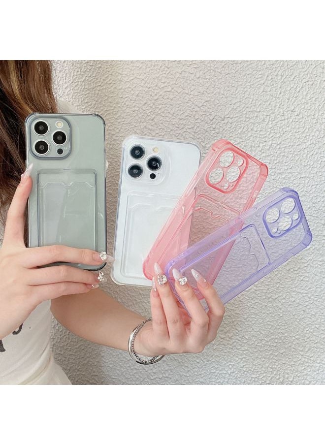 Generic - Transparent Card Holder For IPhone15Pro Max Apple 14 Mobile Phone Case 13/12 Can Hold Card 11 Soft Xs-Color:xym Card Package Transparent Purple-Applicable Model:14plus (without Packaging) - Image 1