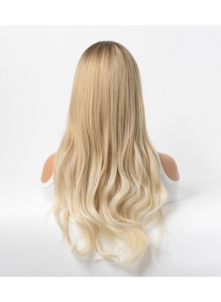 إستيل شعر مستعار نسائي طويل مجعد شعر مموج كبير متوسط ​​طويل غطاء رأس كامل ذهبي - Image 3