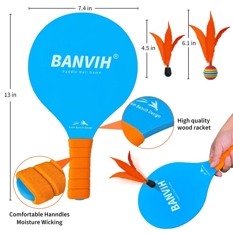 Banvih Badminton Set 4 Rackets  Paddle Ball Outdoor Games For Kids Teens Adults And Family  Sports Beach Toys - For Yard  Lawn  Camping Games Essentials - Image 3