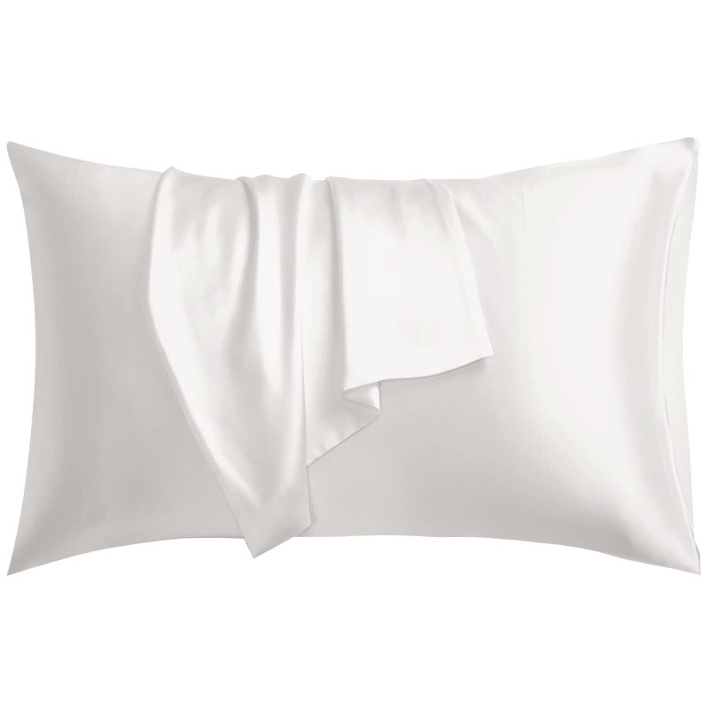 Vividomm 22 Momme 6A Grade Mulberry Silk Pillow Case Both Sides 100 Natural Pure Silk PillowCoverSham for Hair and Skin EnvelopeTucking Closure Standar Queen King White Standard1 Pack