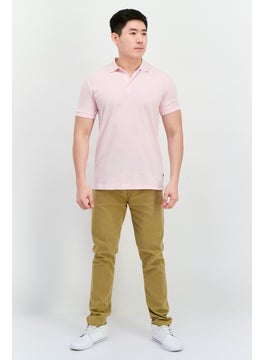 French Connection Men Regular Fit Birdseye Short Sleeve Polo Shirt, Light Pink  - Image 4