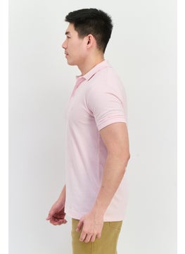French Connection Men Regular Fit Birdseye Short Sleeve Polo Shirt, Light Pink  - Image 2