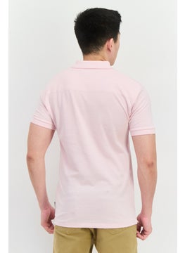French Connection Men Regular Fit Birdseye Short Sleeve Polo Shirt, Light Pink  - Image 3