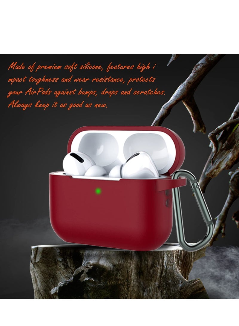 AirPods Pro 2 Case Cover and AirPods Pro Case for Women and Men, Soft Silicone Protective Case for Airpods Pro 2nd Generation 2022 and AirPods Pro 1st 2019 with Keychain Front LED Visible Red - Image 5