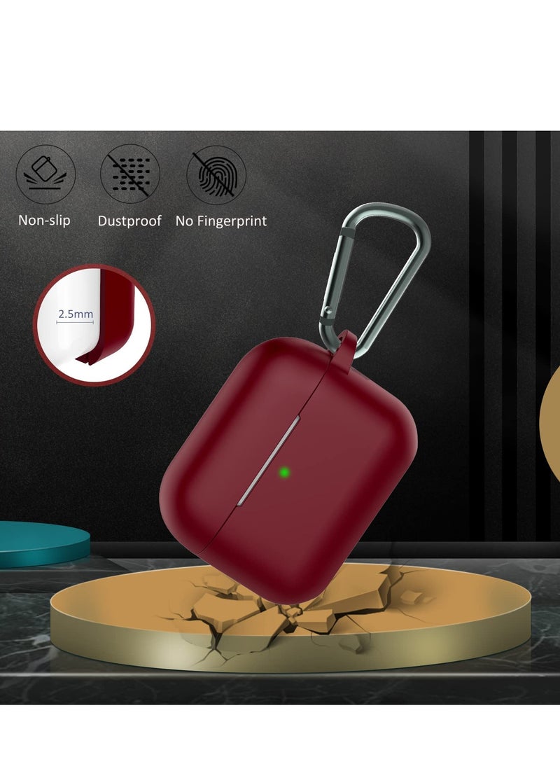 AirPods Pro 2 Case Cover and AirPods Pro Case for Women and Men, Soft Silicone Protective Case for Airpods Pro 2nd Generation 2022 and AirPods Pro 1st 2019 with Keychain Front LED Visible Red - Image 2