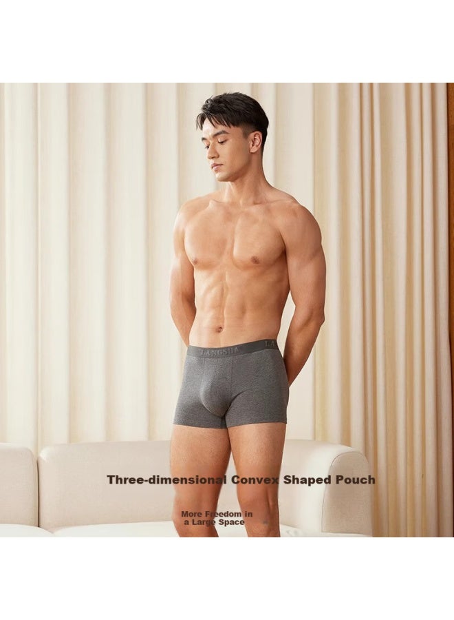 LANG SHA Langsha Men's Cotton Underwear 10a Grade Antibacterial Comfortable Mulberry Silk Crotch Men's Boxer Briefs Men's Four-corner Pants 4-pack - Image 2