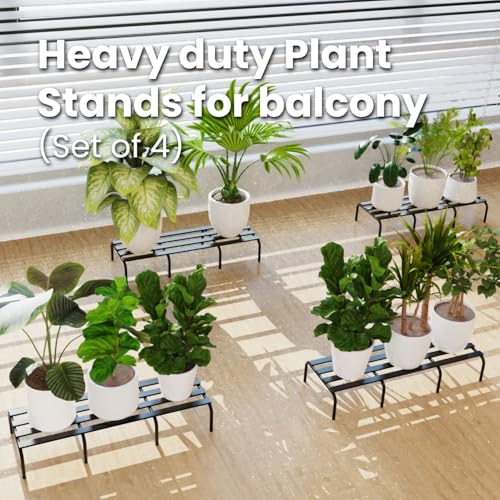 WonderStand ARMADA Heavy-duty Plant Stands (Set of 4) Rectangular Plant Stand for Balcony Metal Plant Stand for Living Room with 7 Layer Coating (Rectangle Black) - Image 2