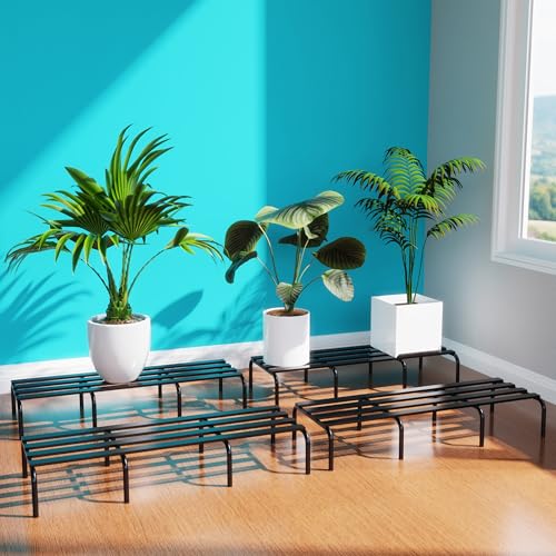 WonderStand ARMADA Heavy-duty Plant Stands (Set of 4) Rectangular Plant Stand for Balcony Metal Plant Stand for Living Room with 7 Layer Coating (Rectangle Black) - Image 1