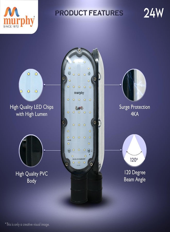 Murphy LED 24 Watts Ip-65 Bis Approved Waterproof Outdoor Street Light, Cool White Pack of 1 - Image 4
