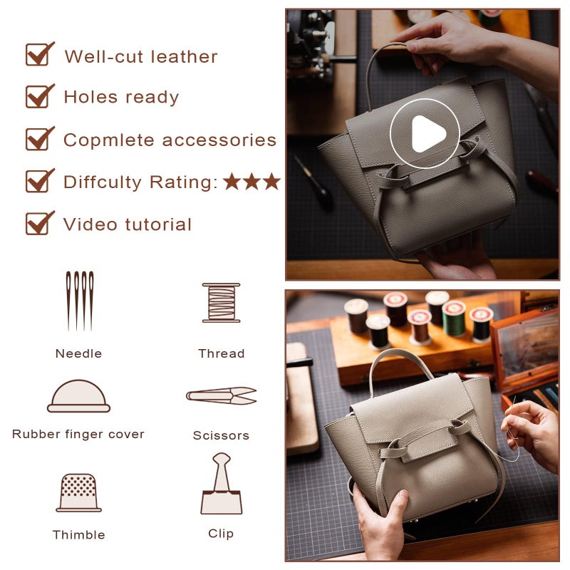POPSEWING DIY Leather Bag Kit, Designer Belt Bag for Women, DIY Shoulder Purse for Adults, Leather Purse Making Kit with Sewing for Girl, Personalized Gifts - Image 2