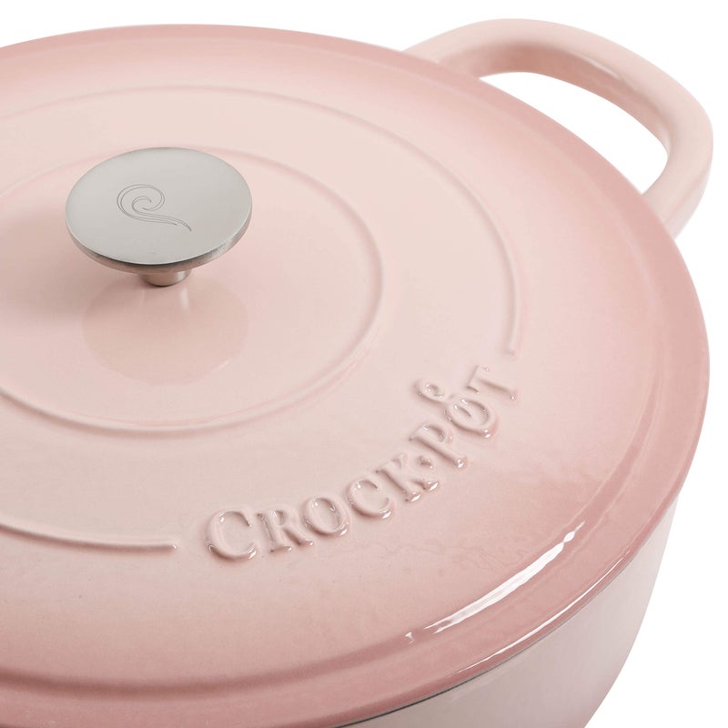 Crock-Pot Artisan 5-Quart Blush Enameled Cast Iron Braiser with Lid â€“ Durable Slow Cooker and Oven Safe Cookware - Image 3