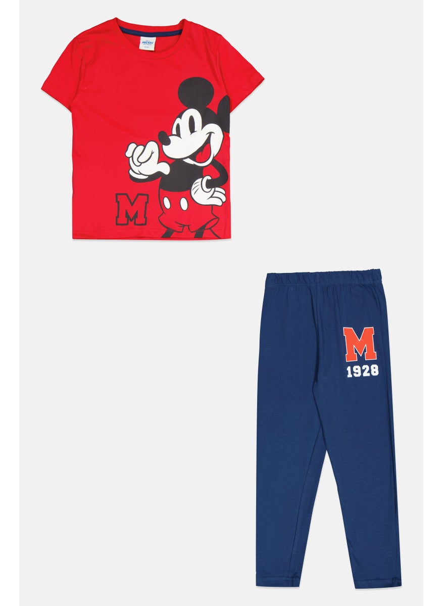 Disney Kids Boy 2 Pieces Mickey Mouse Pajama Set, Multicolor  - Image 1