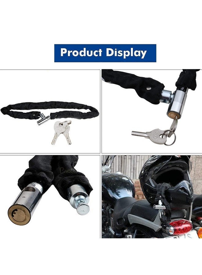 Allextreme Exbhcl1 Heavy Duty Stainless Steel Helmet Lock Anti-Theft Luggage Secure Chain Lock Device With 2 Keys (Black) - Image 2