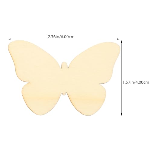 TINKSKY 50pcs Wooden Butterfly Shapes Craft Blank, Natural Unfinished Cutout Shape Wooden Butterfly, Christmas, Wedding, Guestbook, Decoupage Family Tree Decoration Valentine's Day Gift DIY - Image 2