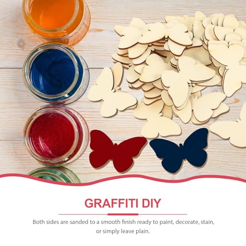 TINKSKY 50pcs Wooden Butterfly Shapes Craft Blank, Natural Unfinished Cutout Shape Wooden Butterfly, Christmas, Wedding, Guestbook, Decoupage Family Tree Decoration Valentine's Day Gift DIY - Image 5