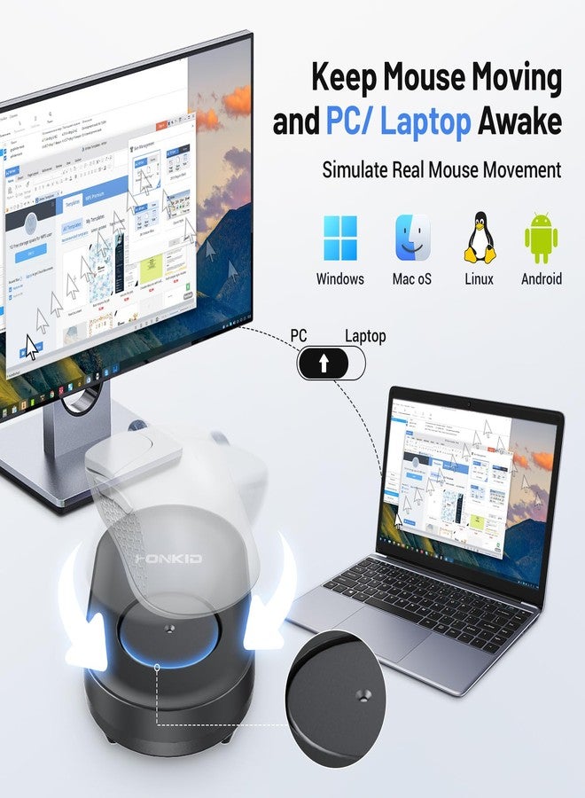 HONKID Undetectable Mouse Mover Jiggler with ON/Off Switch and USB Port Drive-Free,Simulate Physical Automatically Mouse Movement,Prevent Computer Laptop Inactive/Lockdown (Black) - Image 5