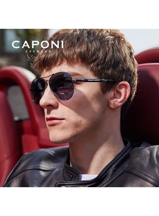 Caponi Polarized Sungl For Men, Day And Night Use, Night Vision Gl For Driving, Uv Protection And Sun Protectio
