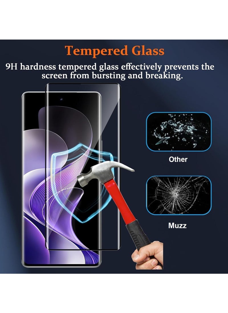 Muzz Vivo V40 Screen Protector Vivo V40 Pro Tempered Glass Full Adhesive Full Coverage Bubble-Free Anti Scratch HD Clear High Responsive Screen Protector for Vivo V40/Vivo V40 Pro 2 Pack 5D Black  - Image 3