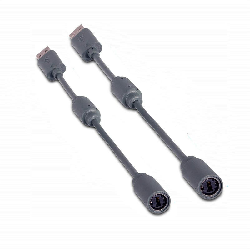 XUKEKOY 2 Pack Replacement Dongle USB Breakaway Cable for Xbox 360 Wired Controllers - Dark Grey - Image 1
