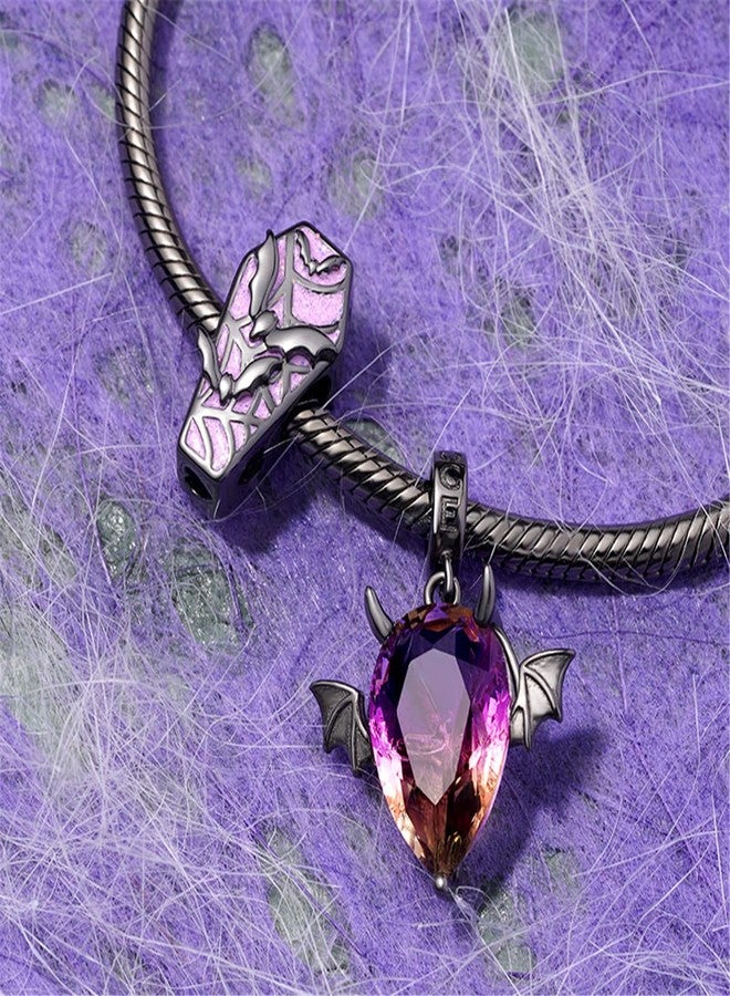 GNOCE Halloween Bat Coffin Charms for Bracelet 925 Sterling Silver Bead Charms for Bracelet/Necklace Jewelry Gift For Women Mother's Day - Image 2