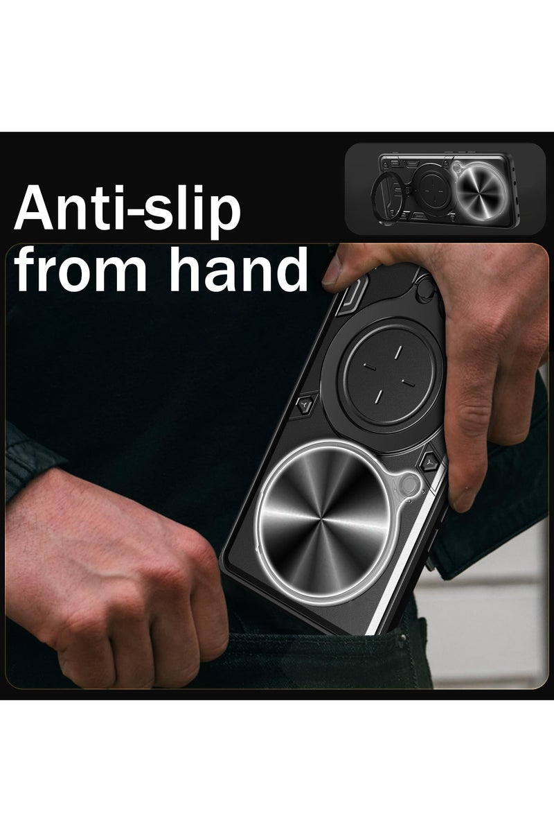 SanHu for Redmi 14C 4G / Xiaomi POCO C75 4G Case, Slide Camera Lens Cover, Magnetic Ring Holder Kickstand Protective Phone Case for Redmi 14C 4G / Xiaomi POCO C75 4G, Black - Image 5