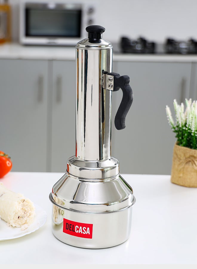 Delcasa DC1516 Stainless Steel Puttu Maker with Pot - Stainless Steel Food Grade Material | Dishwasher Safe, Bakelite Knob & Sturdy Handle | Stainless Steel Stick | Compatible With Hot Plate, Halogen, Gas, & Induction Tops Stainless Steel - Image 5