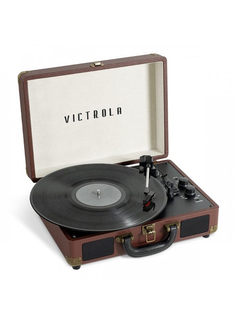 Victrola Journey+ Bluetooth Suitcase Record Player, Dark Brown (VSC-400SB-DBR-SDF)