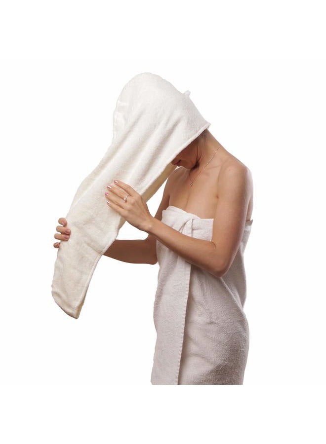 Aspen5 Huge Cotton Hair Towel Wrap for Women (Coral White) - Image 1