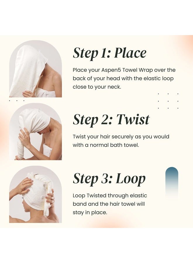 Aspen5 Huge Cotton Hair Towel Wrap for Women (Coral White) - Image 2