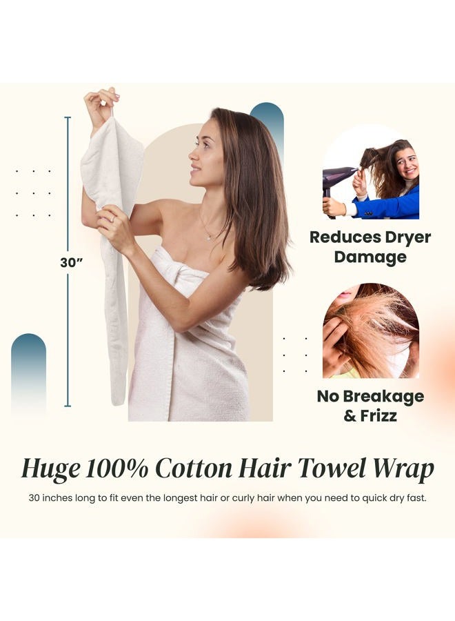 Aspen5 Huge Cotton Hair Towel Wrap for Women (Coral White) - Image 4