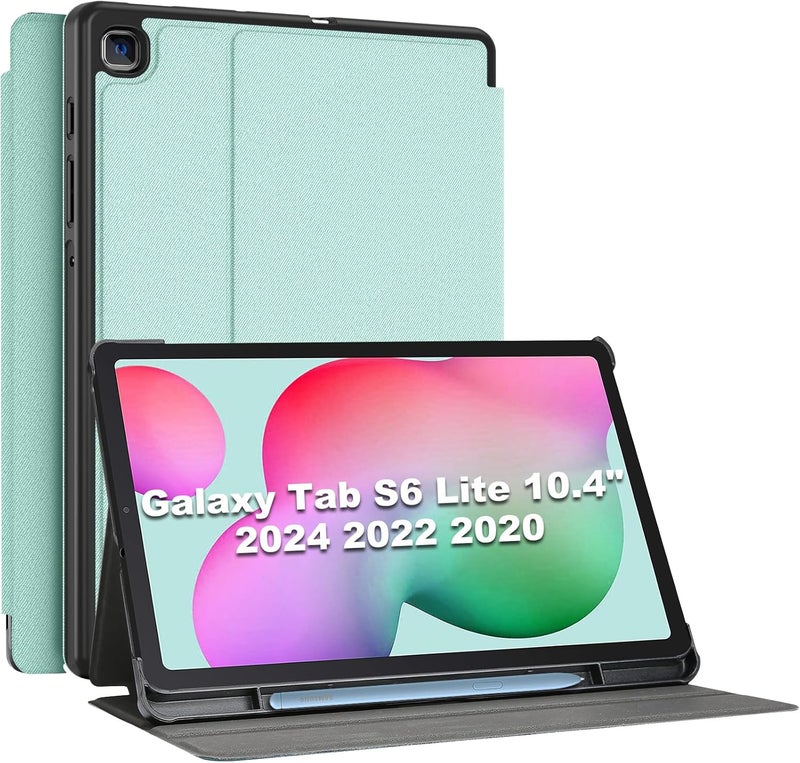 Procases Galaxy Tab S6 Lite 10.4 Case 2022 2020 With Stylus Holder, Slim Stand Protective Folio Case Smart Cover For Galaxy Tab S6 Lite 10.4 Inch Sm-P613 P619 P610 P615 -Mint - Image 1