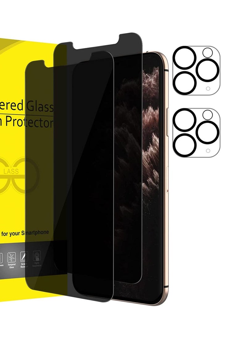(2 Pack) for iPhone 13 Pro Max Privacy Tempered Glass Screen Protector Anti-Scratch with Back Camera glass Alignment Frame Bubble Free Scratch Resistant - Image 1