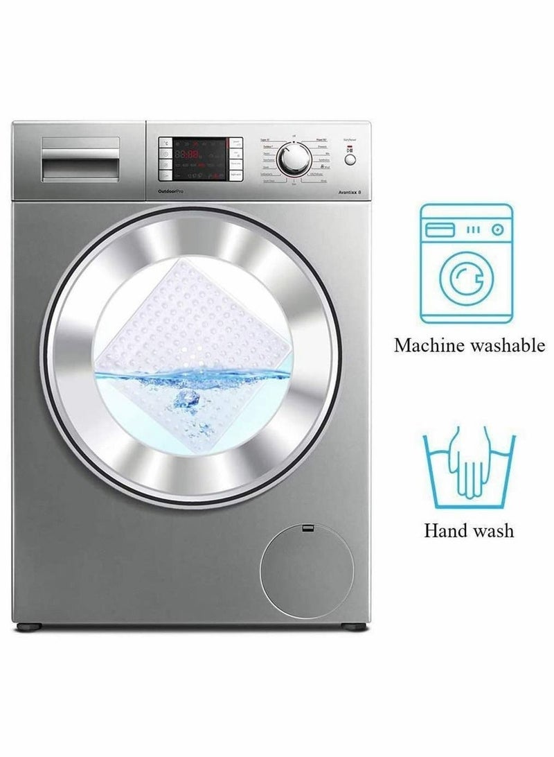 Y&D Square Shower Mat Non Slip Anti Mould Machine Washable Bathtub with Suction Cup Safety Bath Mat, Antibacterial Rubber Kids Drain Holes, 53 × 53cm, Transparent White - Image 4