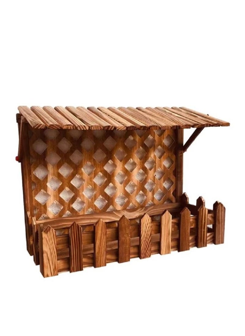 DubaiGallery Wooden Wall Hanging Planter Flower Pot Basket Vase Plant Holder Decorative Artificial Plants Flowers Pot Wood Planter  - Image 3