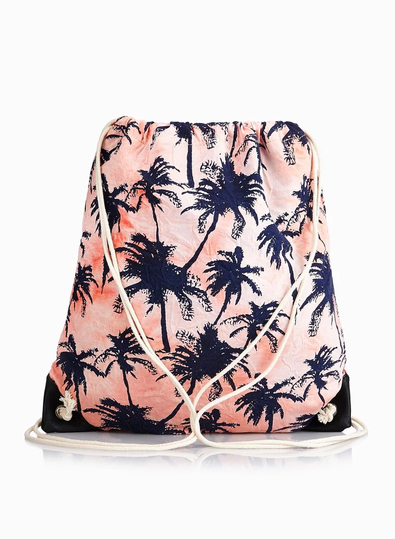 Funky Fish Palm Trees Drawstring Backpack