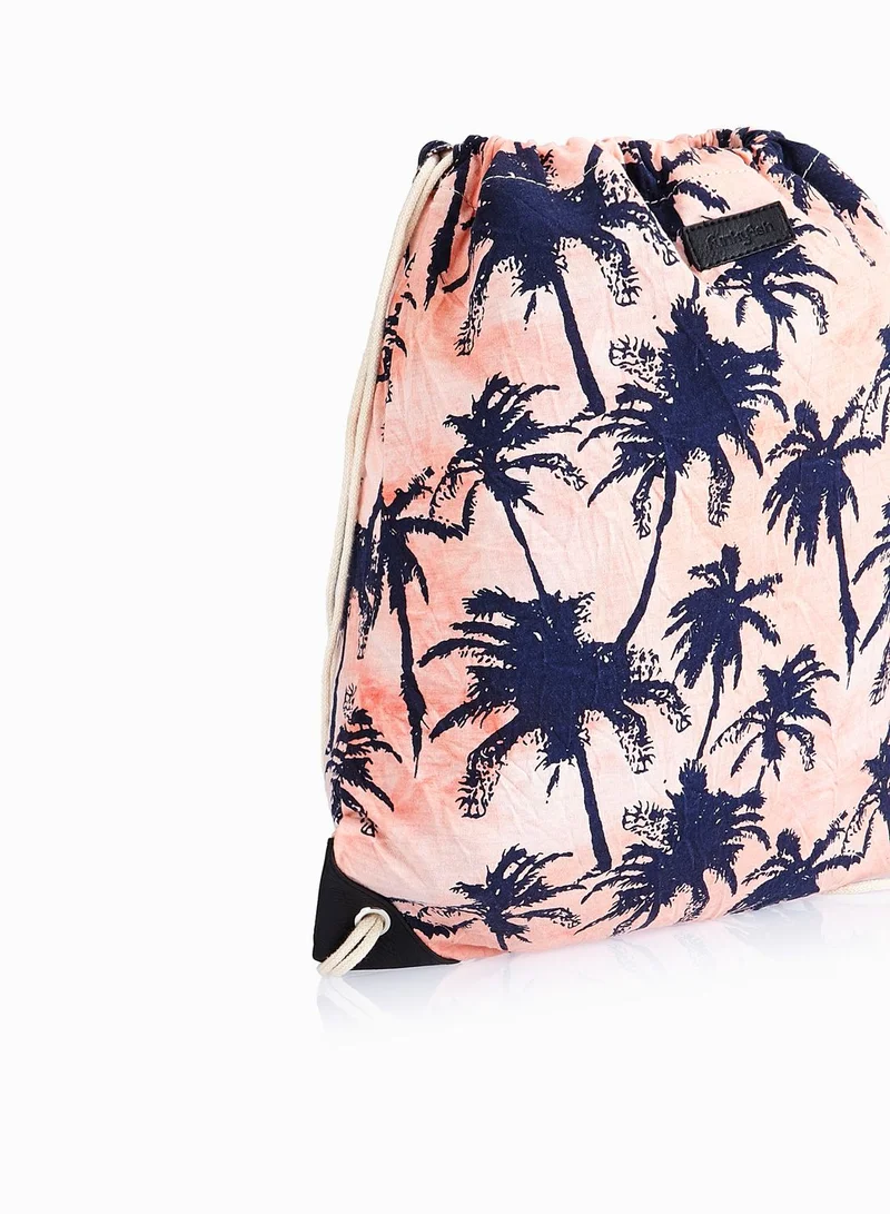 Funky Fish Palm Trees Drawstring Backpack