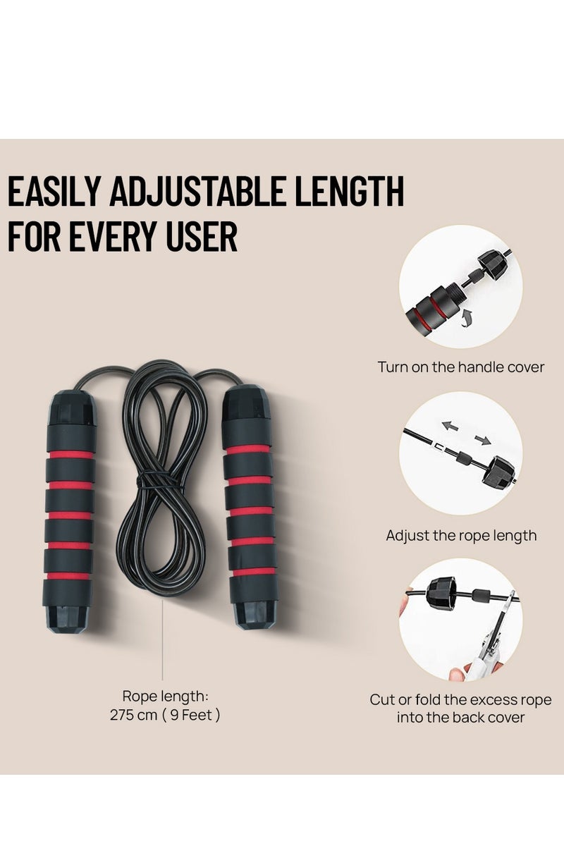 أكسوكس حبل قفز لياقة بدنية AXOX بطول 275 سم – متين وخفيف الوزن لتمارين الكارديو والقدرة على التحمل والرشاقة – مقابض مانعة للانزلاق للاستخدام في المنزل والصالة الرياضية - Image 4