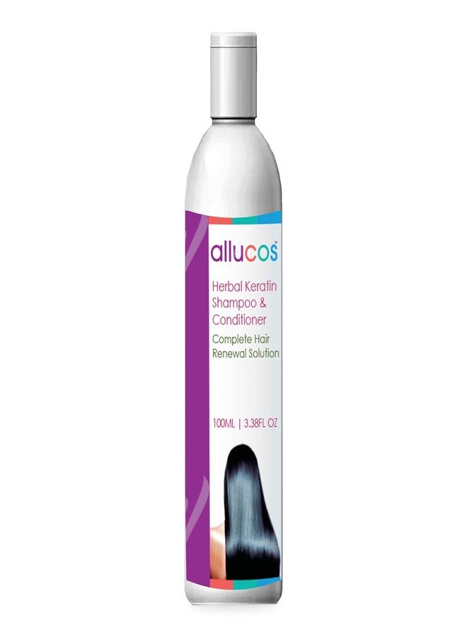ALLUCOS Herbal Keratin Shampoo & Conditioner - Anti-Dandruff, Anti-Hair Fall & Thickening | Controls Dry & Frizzy Hair | Sulfate & Paraben Free | For All Hair Types | 100 ml (Pack of 1) - Image 1