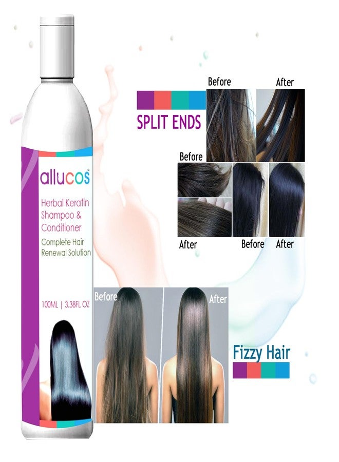 ALLUCOS Herbal Keratin Shampoo & Conditioner - Anti-Dandruff, Anti-Hair Fall & Thickening | Controls Dry & Frizzy Hair | Sulfate & Paraben Free | For All Hair Types | 100 ml (Pack of 1) - Image 4