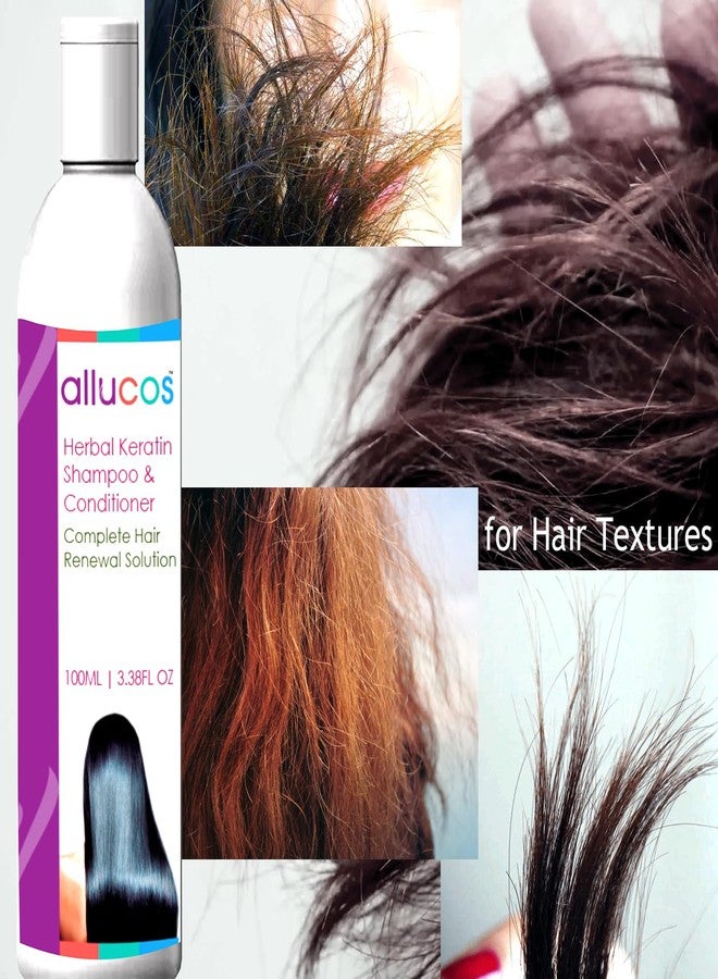 ALLUCOS Herbal Keratin Shampoo & Conditioner - Anti-Dandruff, Anti-Hair Fall & Thickening | Controls Dry & Frizzy Hair | Sulfate & Paraben Free | For All Hair Types | 100 ml (Pack of 1) - Image 2