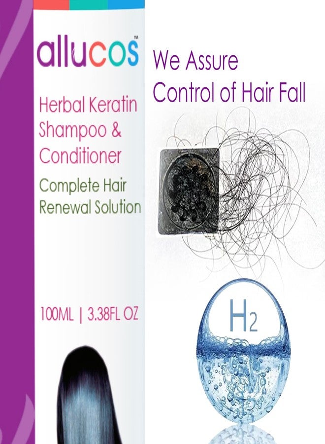 ALLUCOS Herbal Keratin Shampoo & Conditioner - Anti-Dandruff, Anti-Hair Fall & Thickening | Controls Dry & Frizzy Hair | Sulfate & Paraben Free | For All Hair Types | 100 ml (Pack of 1) - Image 3